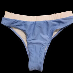 SHEIN classic blue bikini bottom with white waistband Size Medium